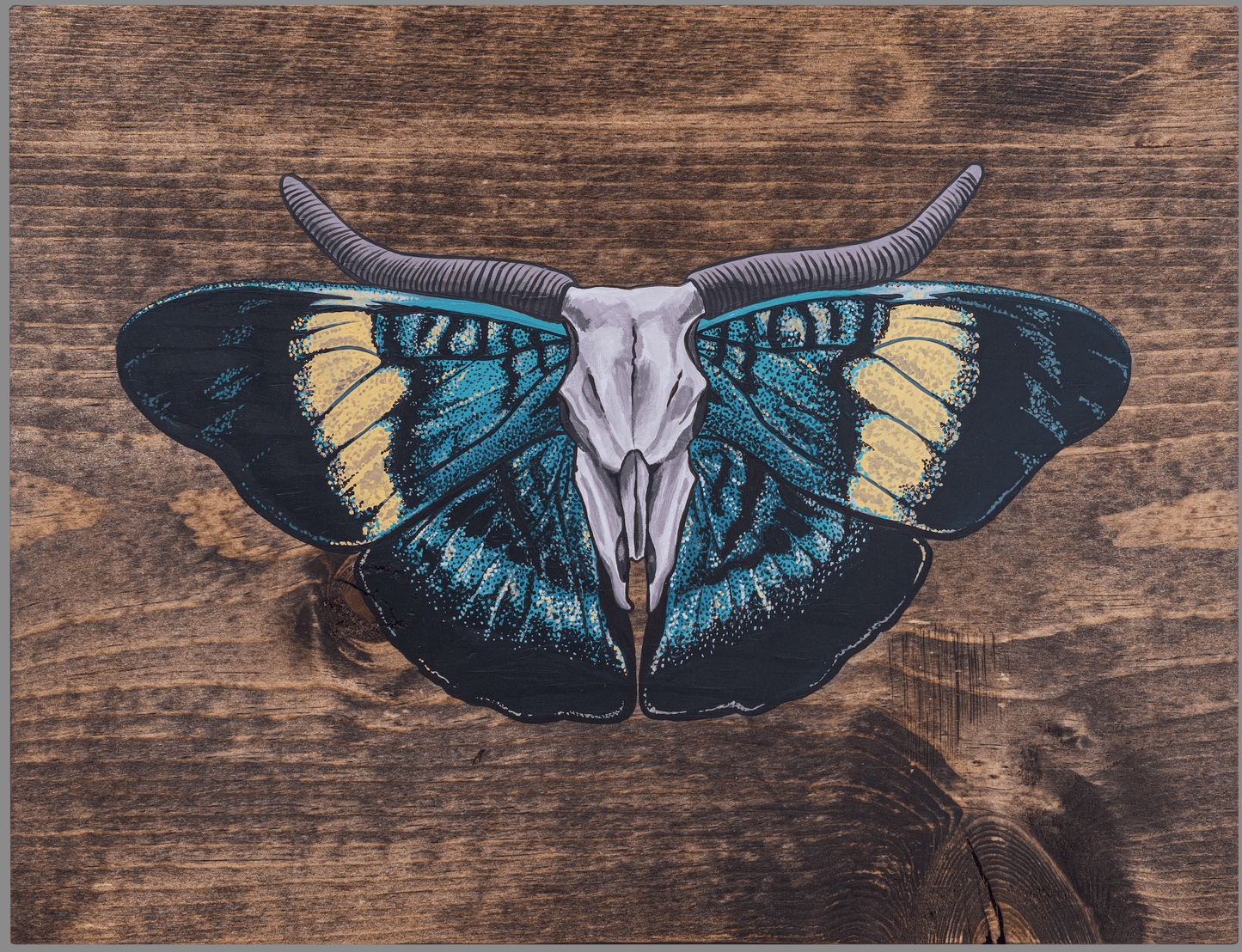 Blue Prola Beauty Moth Original Painting - Eccentric Garden