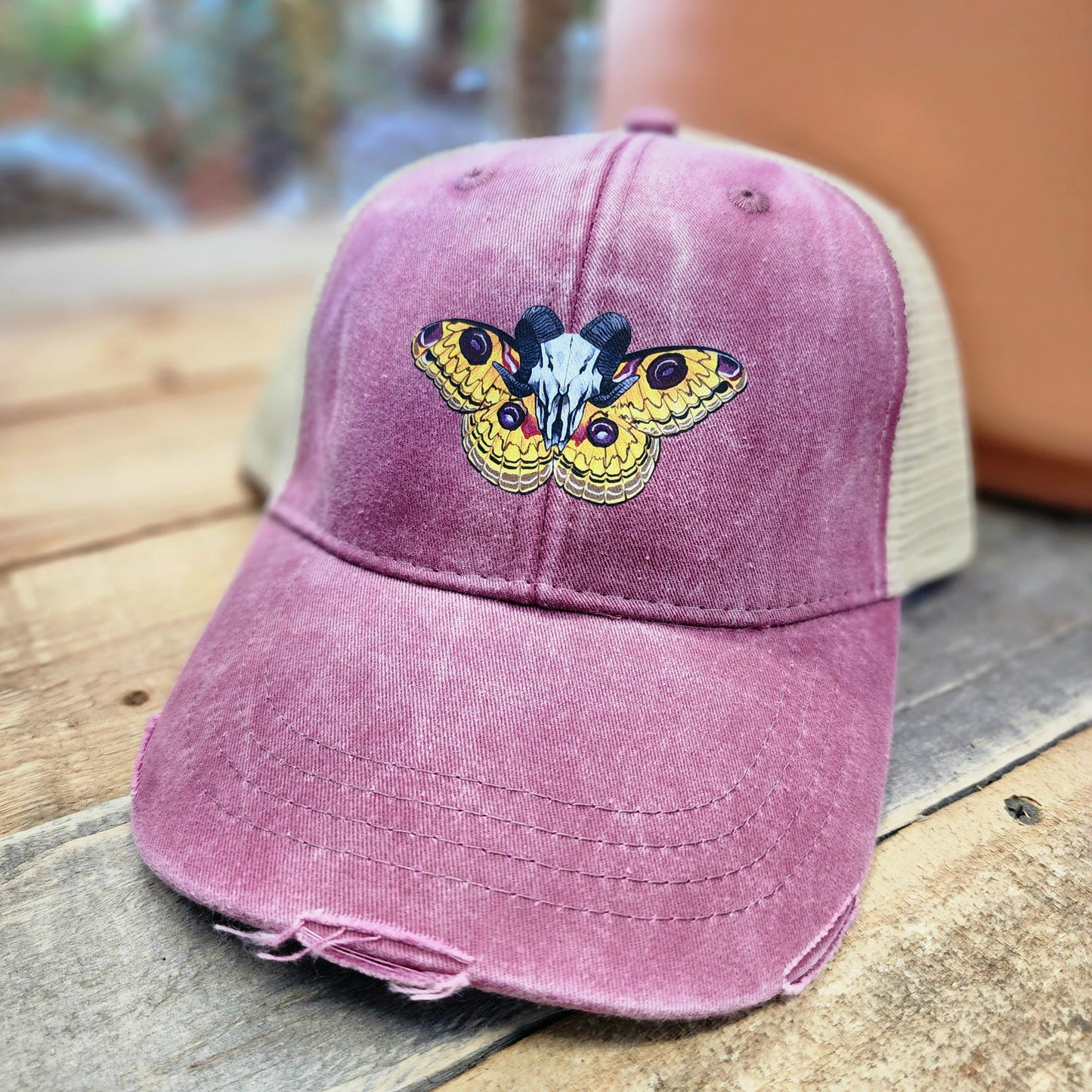 Tussar Silk Moth Distressed Ball Cap