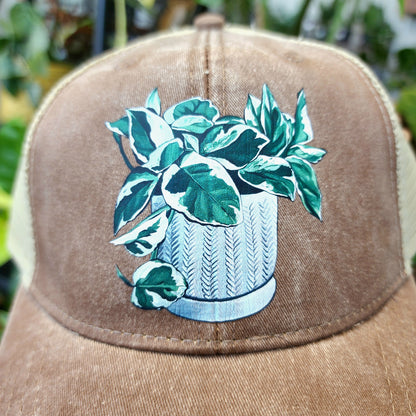 Pearls n Jade Distressed Ball Cap