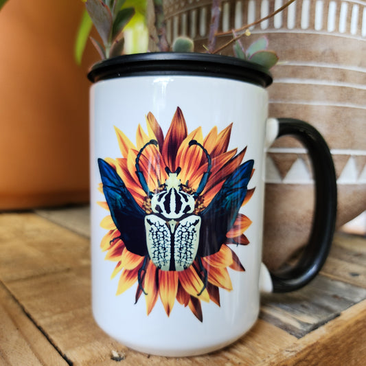 Beetle and Sunflower Mug