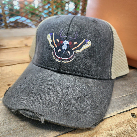 Crecropia Moth Distressed Ball Cap - Eccentric Garden