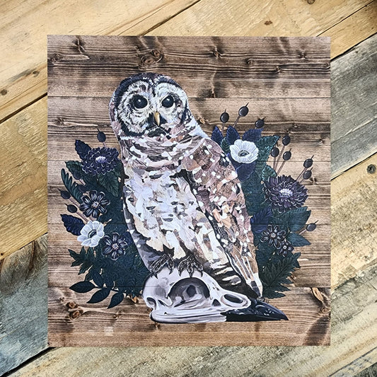 Owl and Bones Painting Reproduction on Paper - Eccentric Garden