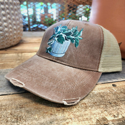 Pearls n Jade Distressed Ball Cap - Eccentric Garden