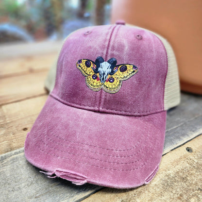 Tussar Silk Moth Distressed Ball Cap - Eccentric Garden