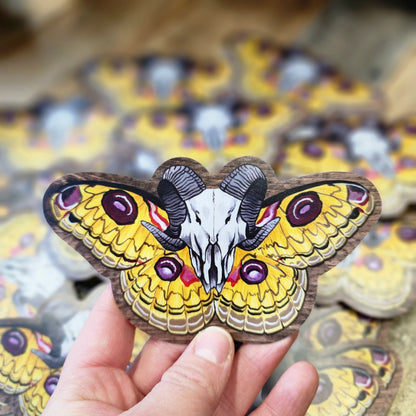 Yellow Tussar Silk Moth Sticker - Eccentric Garden